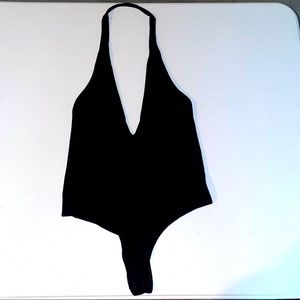 Black halter bodysuit